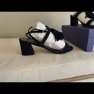 STUART WEITZMAN sandal ….navy suede /block heel….. size 8.5